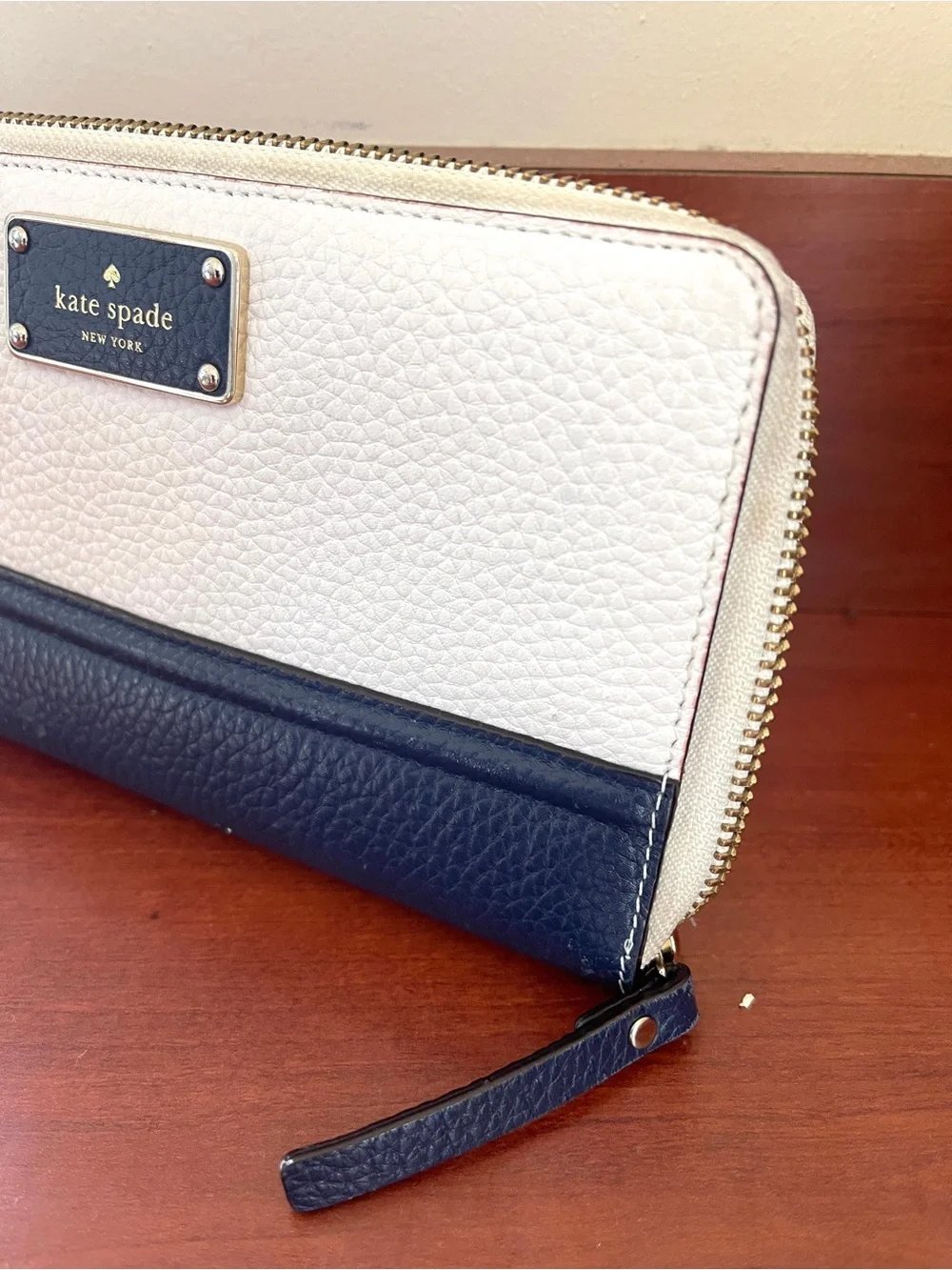 KATE SPADE Wallet Women’s Blue White Leather Vintage